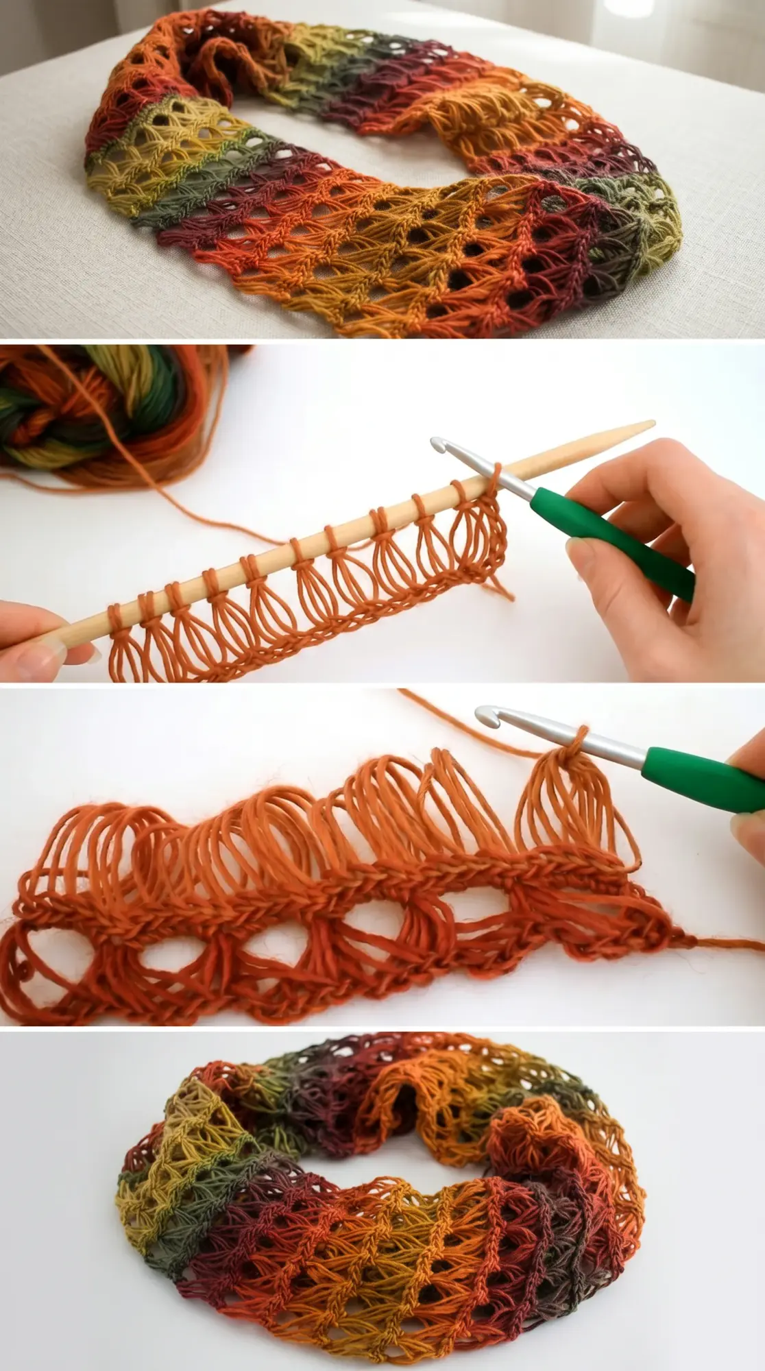 Crochet Broomstick Lace Infinity Scarf: A Stunning Statement Piece pattern