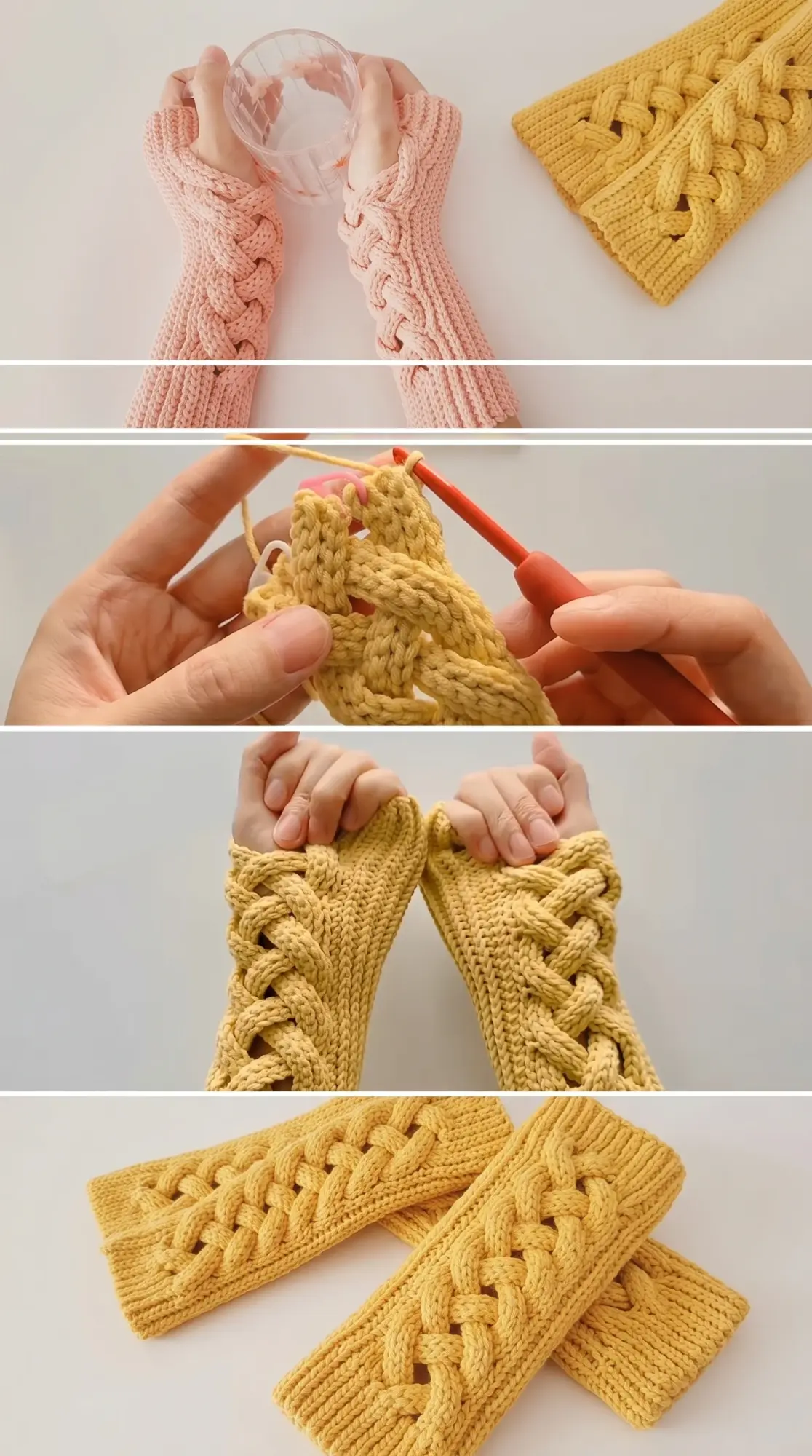 Crochet Cable Wrist Warmers: A Charming and Playful Accent pattern