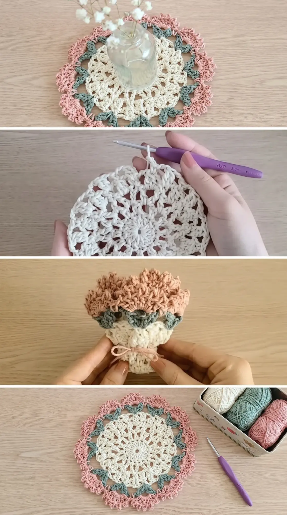 Crochet Carnation Doily: A Charming Floral Keepsake pattern