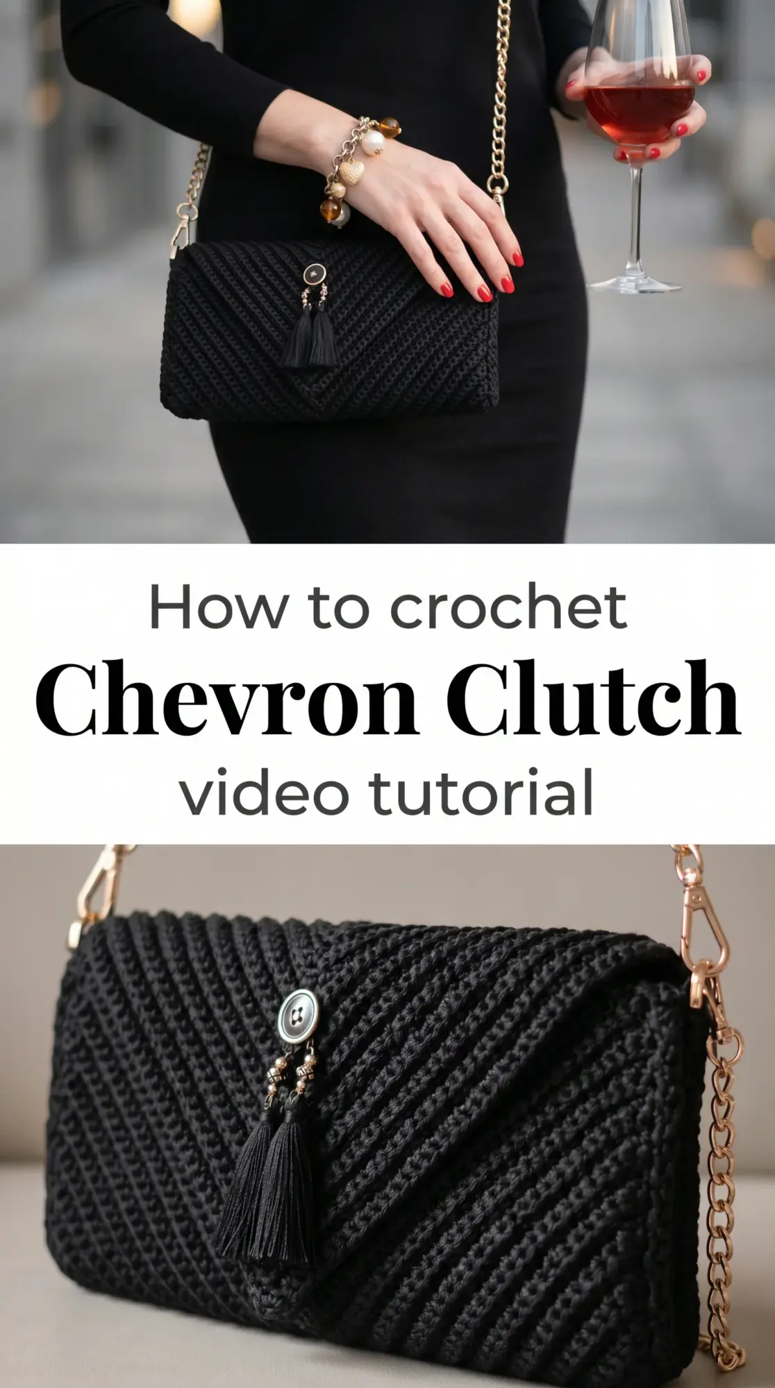 Crochet Chevron Clutch: A Timeless Evening Essential