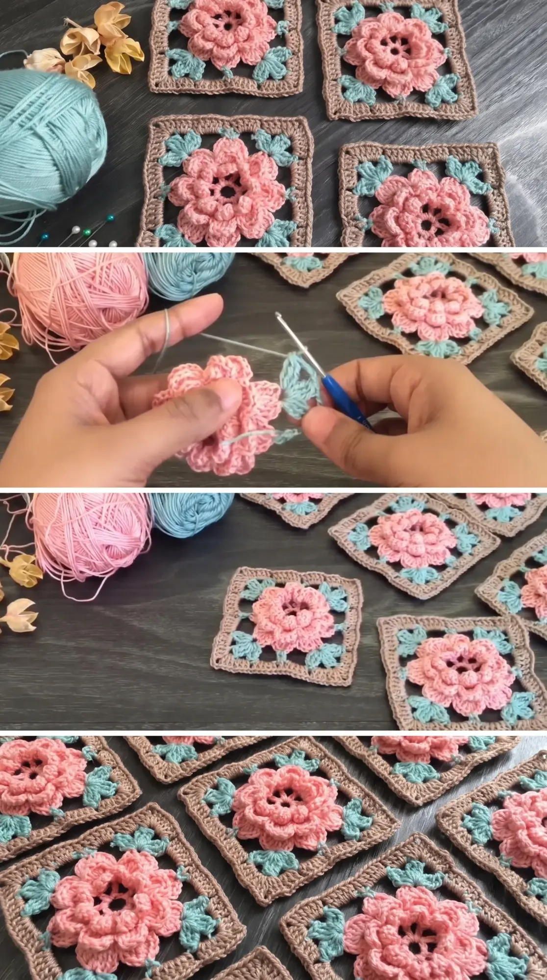 Crochet Flower Square: A Charming Decorative Motif pattern