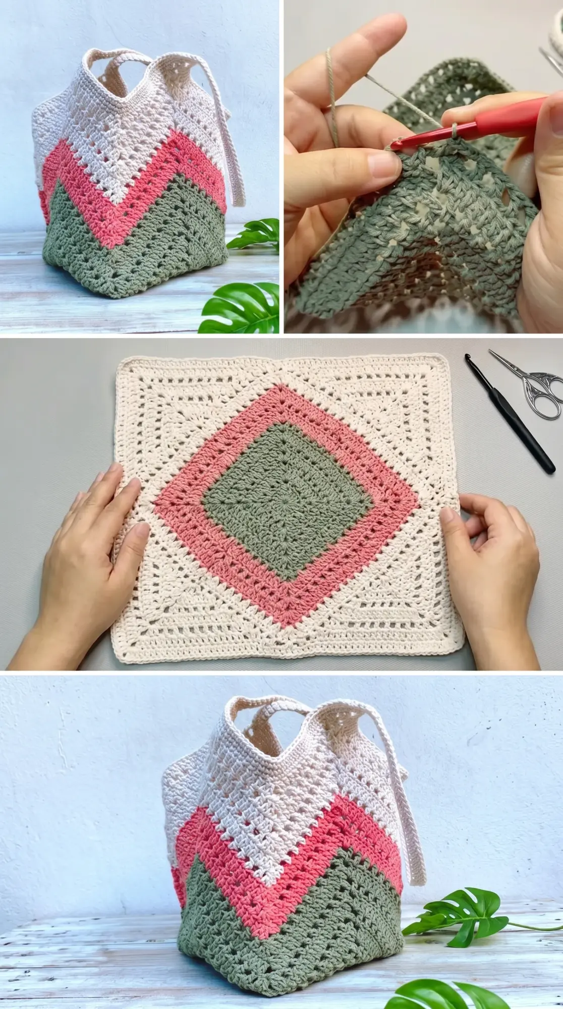 Crochet Granny Square Tote: A Charming Summer Essential pattern