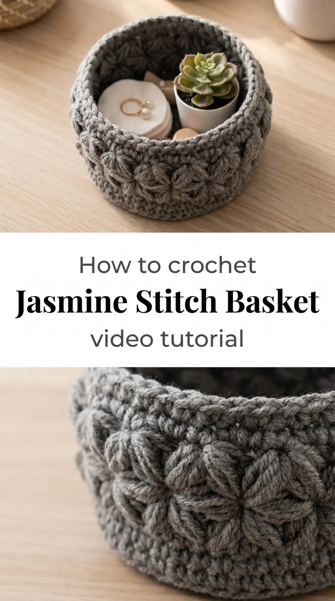 Crochet Jasmine Stitch Basket: A Delicate Storage Solution