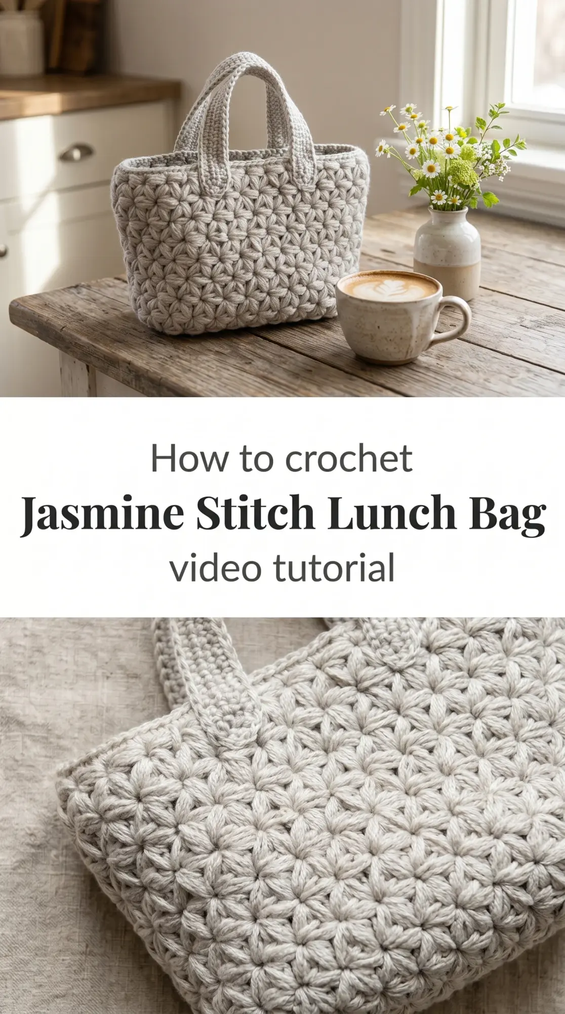 Crochet Jasmine Stitch Lunch Bag: A Chic Daily Essential