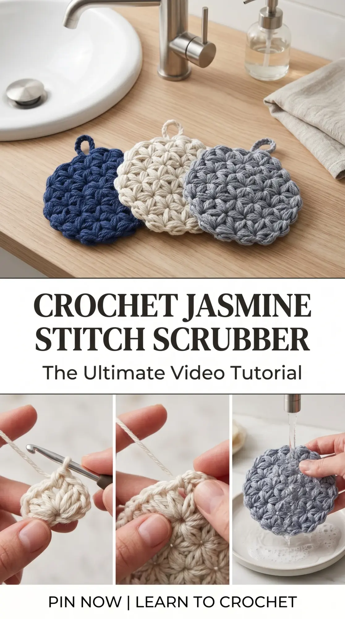 Crochet Jasmine Stitch Scrubber: A Textured Kitchen Essential