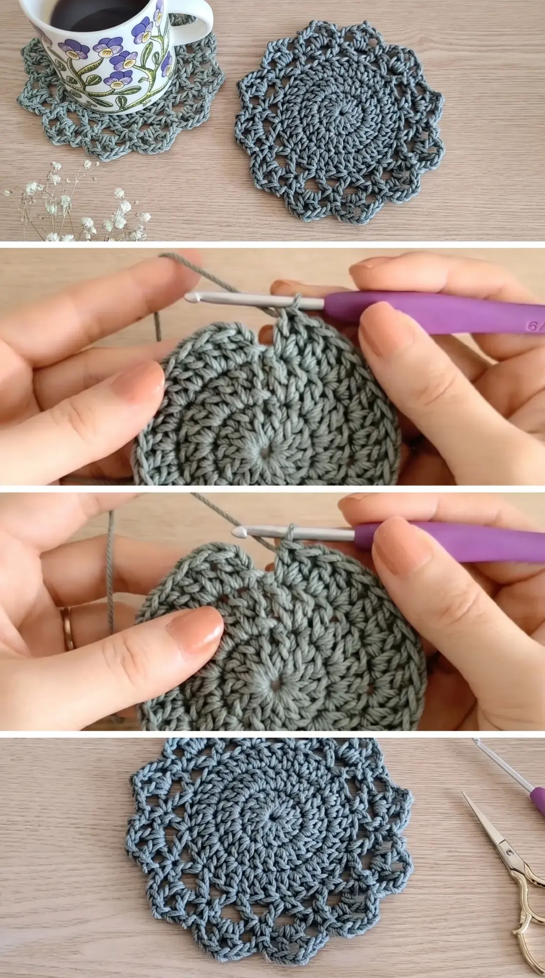 Crochet Lace Edged Coaster: A Delicate Table Accent pattern