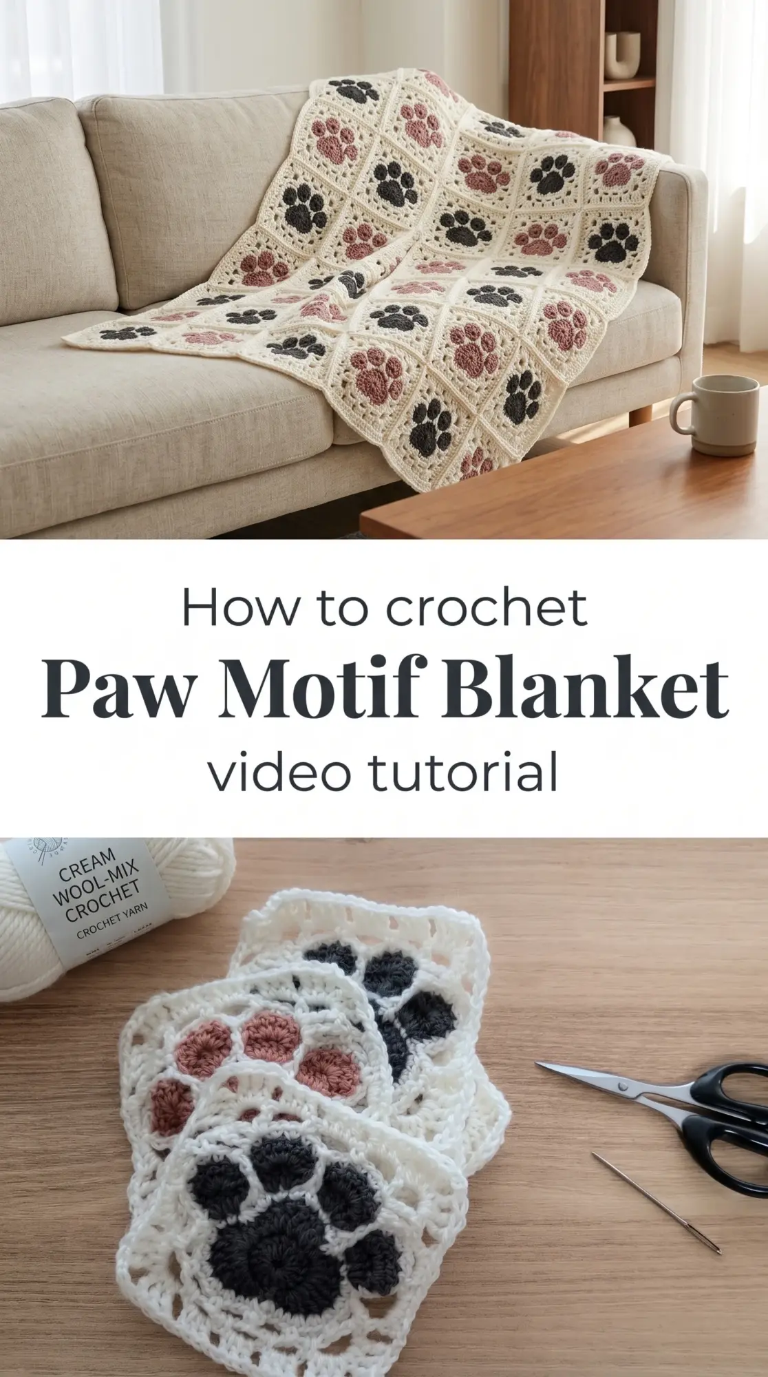 Crochet Paw Motif Blanket: A Playful Cozy Creation