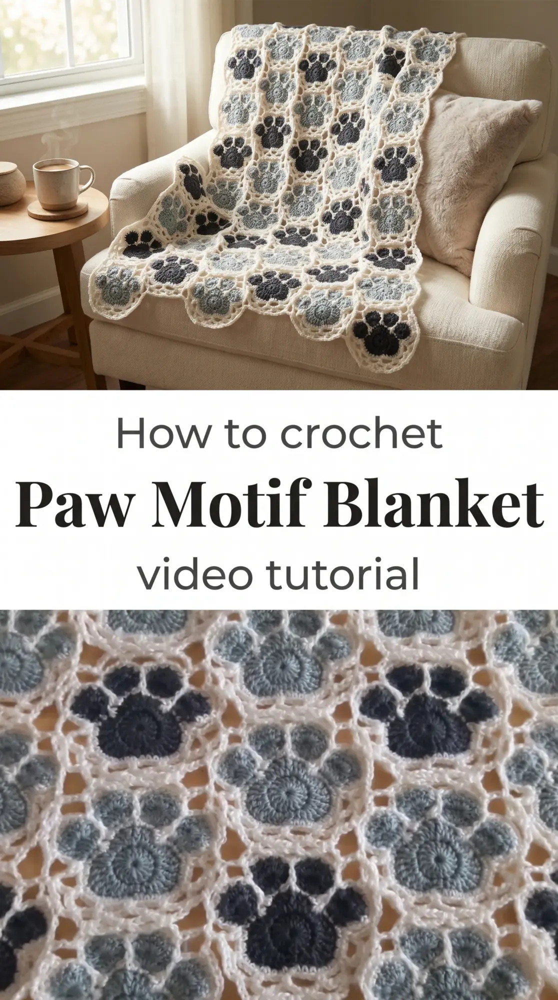 Crochet Paw Motif Blanket: A Playful Handmade Treasure