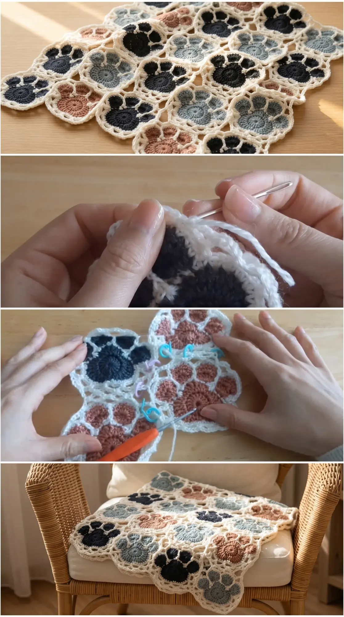 Crochet Paw Motif Blanket: A Playful Handmade Treasure pattern