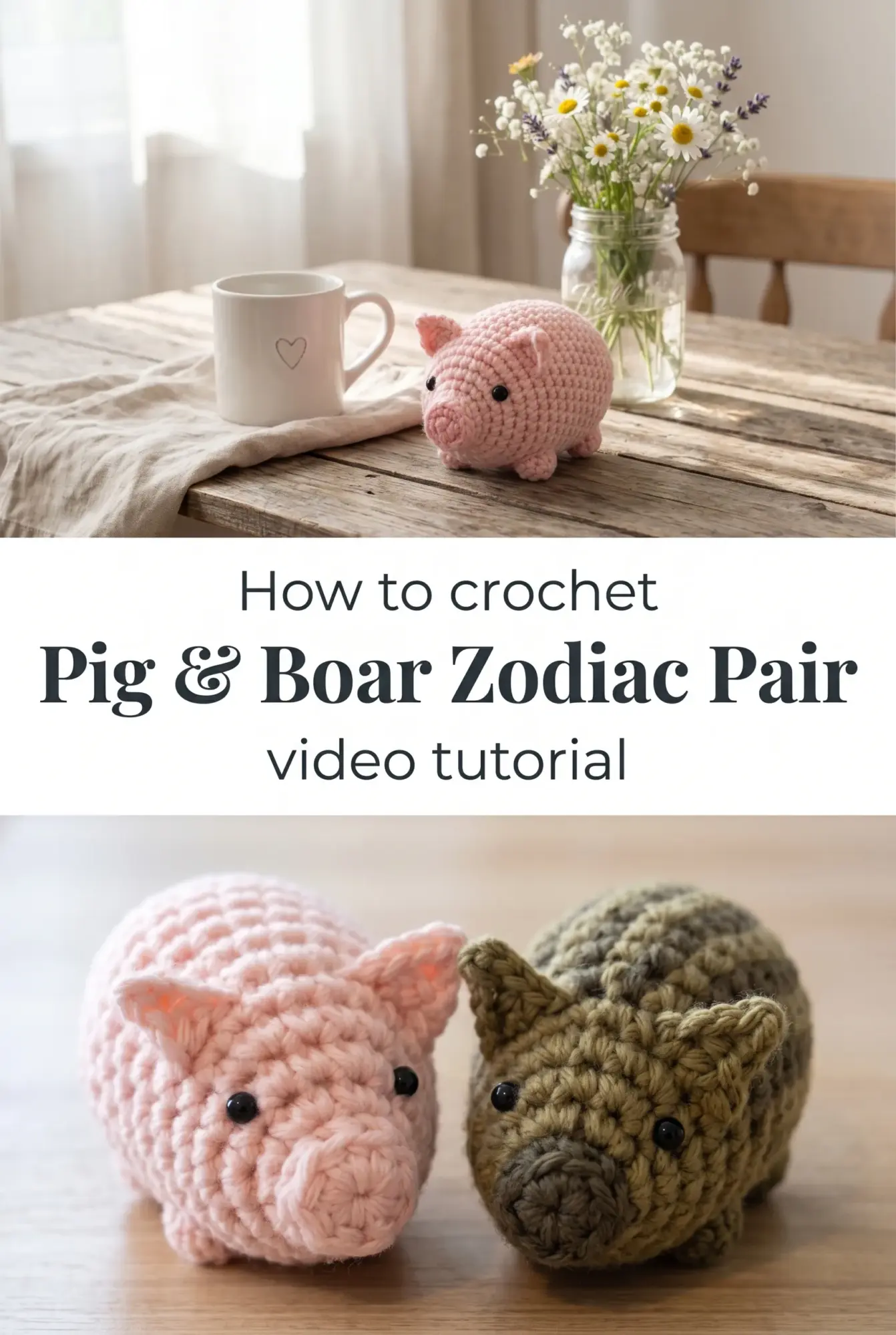 Crochet Pig & Boar: A Charming Zodiac Pair