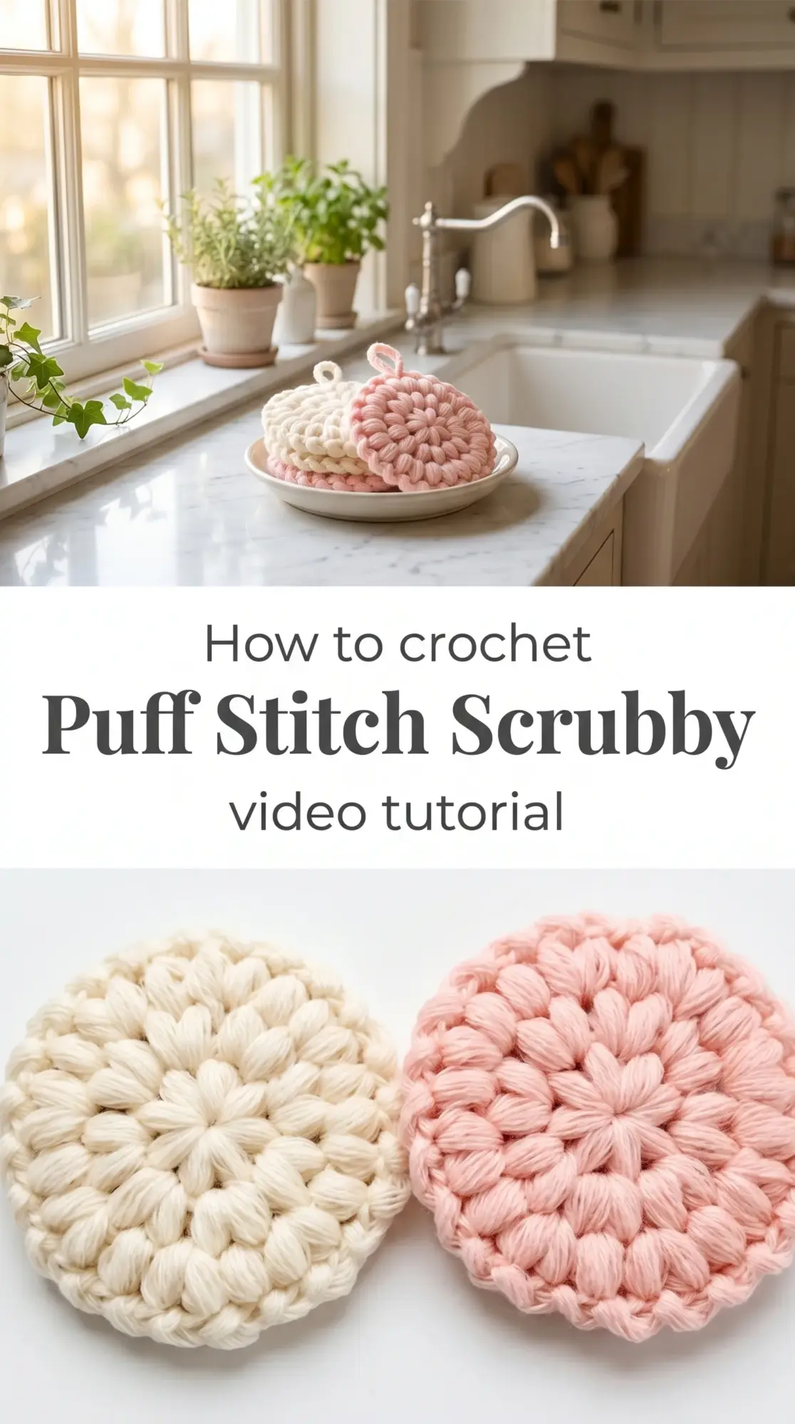Crochet Puff Stitch Scrubby: A Charming Kitchen Essential