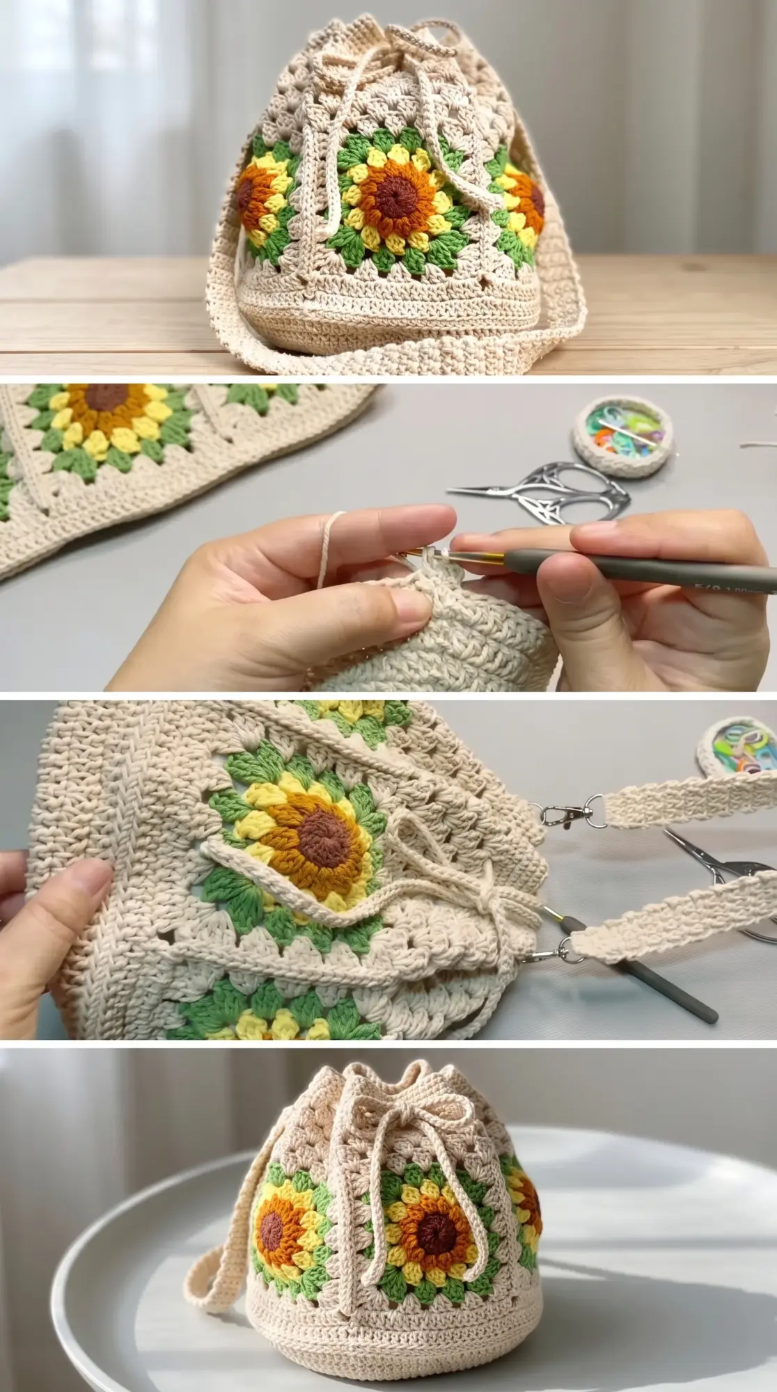 Crochet Sunflower Bag: A Cheerful Summer Essential pattern