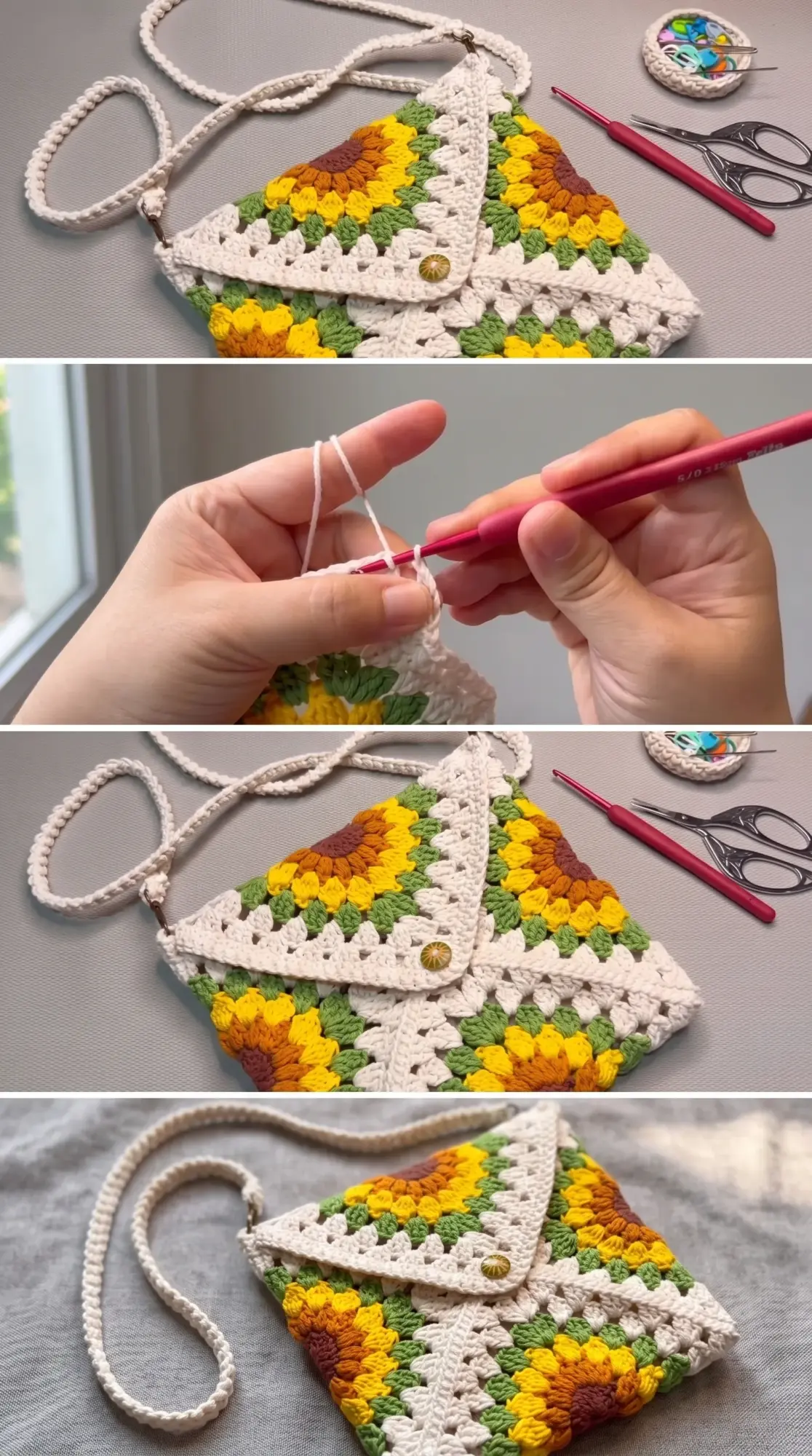 Crochet Sunflower Crossbody Bag: A Bright and Cheerful Accessory pattern