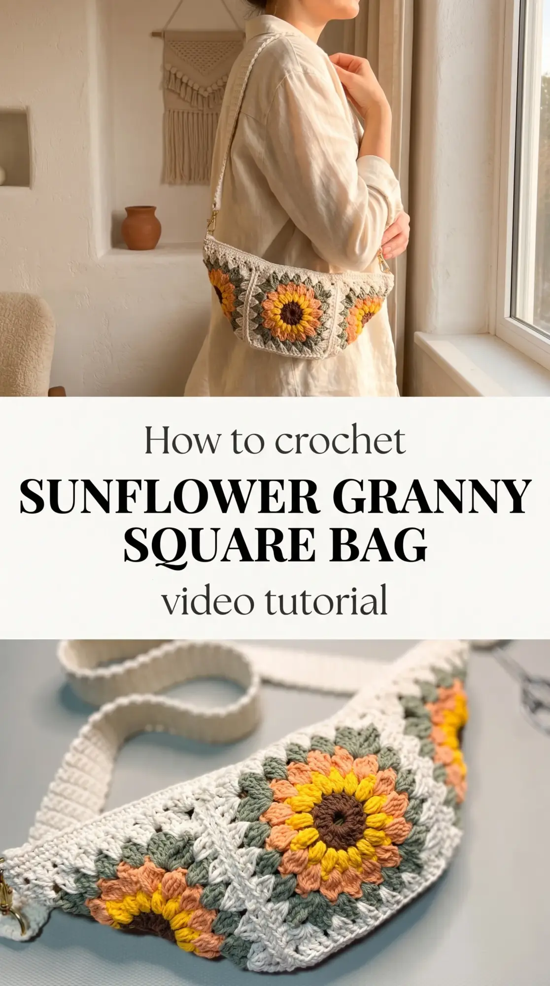 Crochet Sunflower Granny Square Bag: A Cheerful Summer Accessory