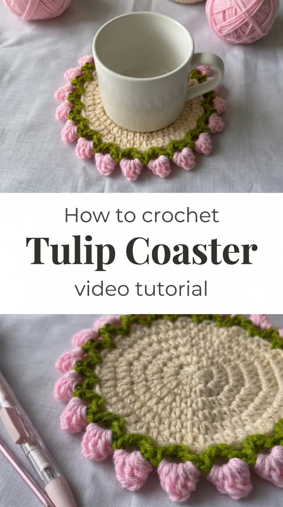 Crochet Tulip Coaster: A Charming Floral Accent