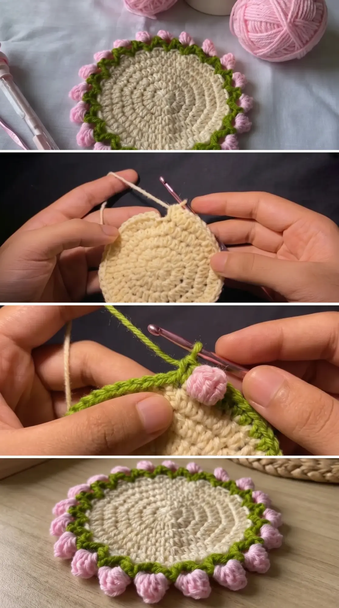 Crochet Tulip Coaster: A Charming Floral Accent pattern