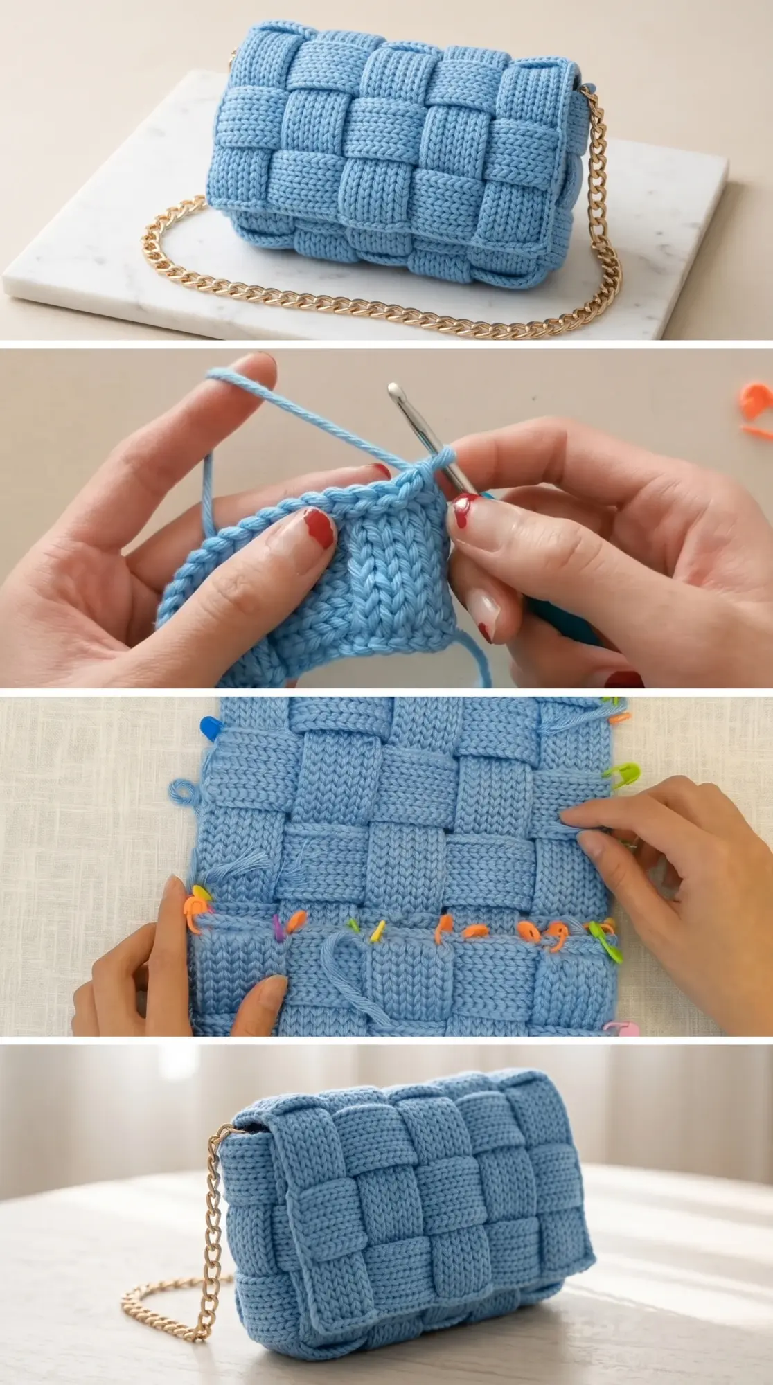 Crochet Woven Plaid Bag: A Chic and Practical Accessory pattern