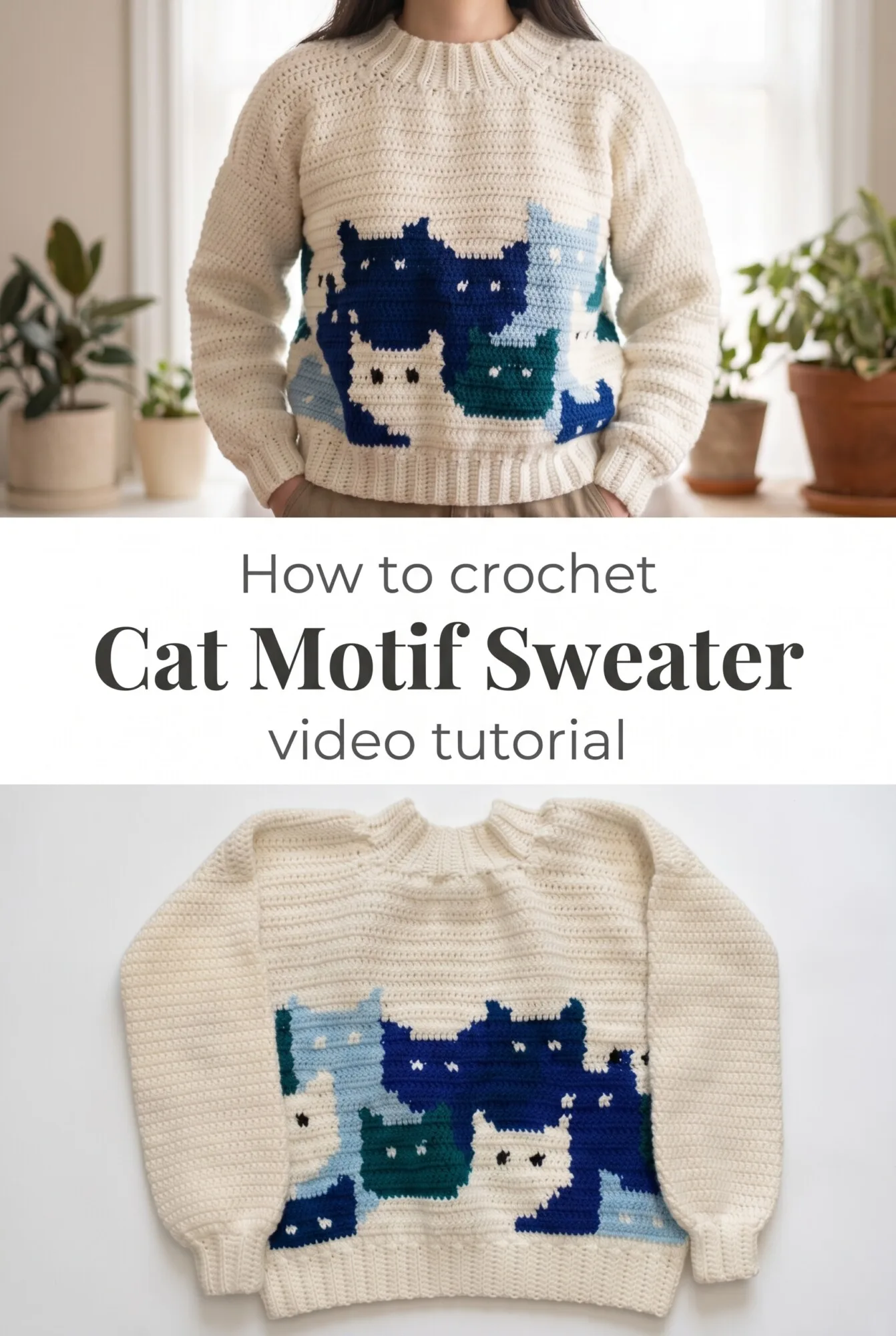 Crochet Cat Motif Sweater: A Vintage Inspired Classic
