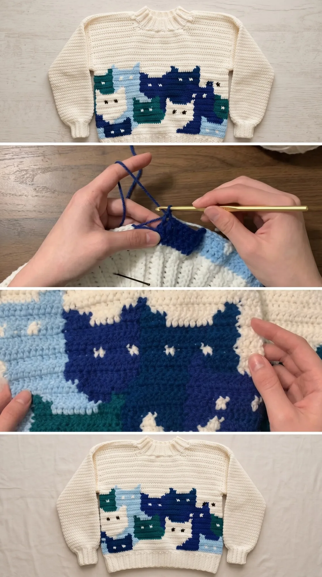 Crochet Cat Motif Sweater: A Vintage Inspired Classic pattern
