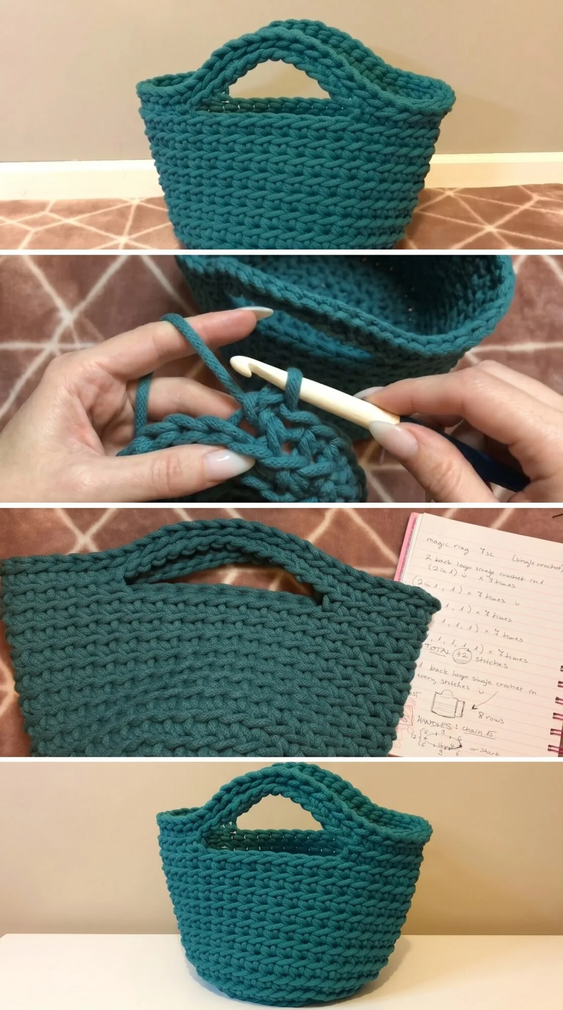 Crochet Handled Basket: A Practical Everyday Essential pattern