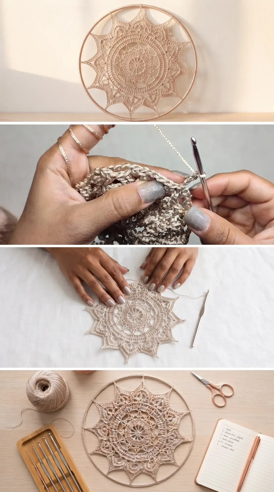Crochet Dreamcatcher Mandala: A Delicate Boho Accent pattern