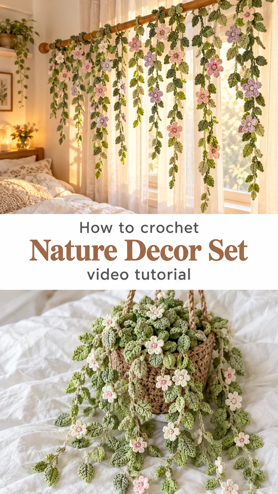 Crochet Nature Decor Set: A Whimsical Botanical Collection